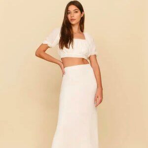 Reformation Veil Two Piece Set | Top & Midi Skirt | Ivory | Size: 8
